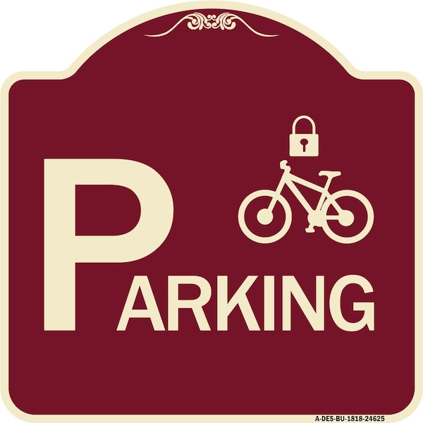 Signmission Parking With Cycle and Lock Symbol Heavy-Gauge Aluminum Architectural Sign, 18" x 18", BU-1818-24625 A-DES-BU-1818-24625 - main